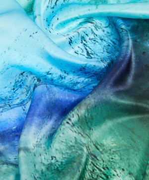 Weston - Blue Large Satin Silk Scarf image number 3