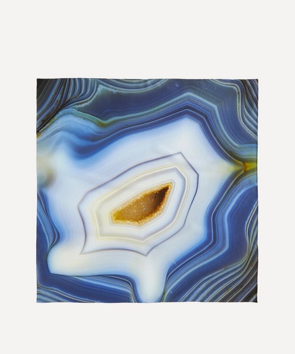 Weston - Blue Precious Stone Small Satin Silk Scarf image number null