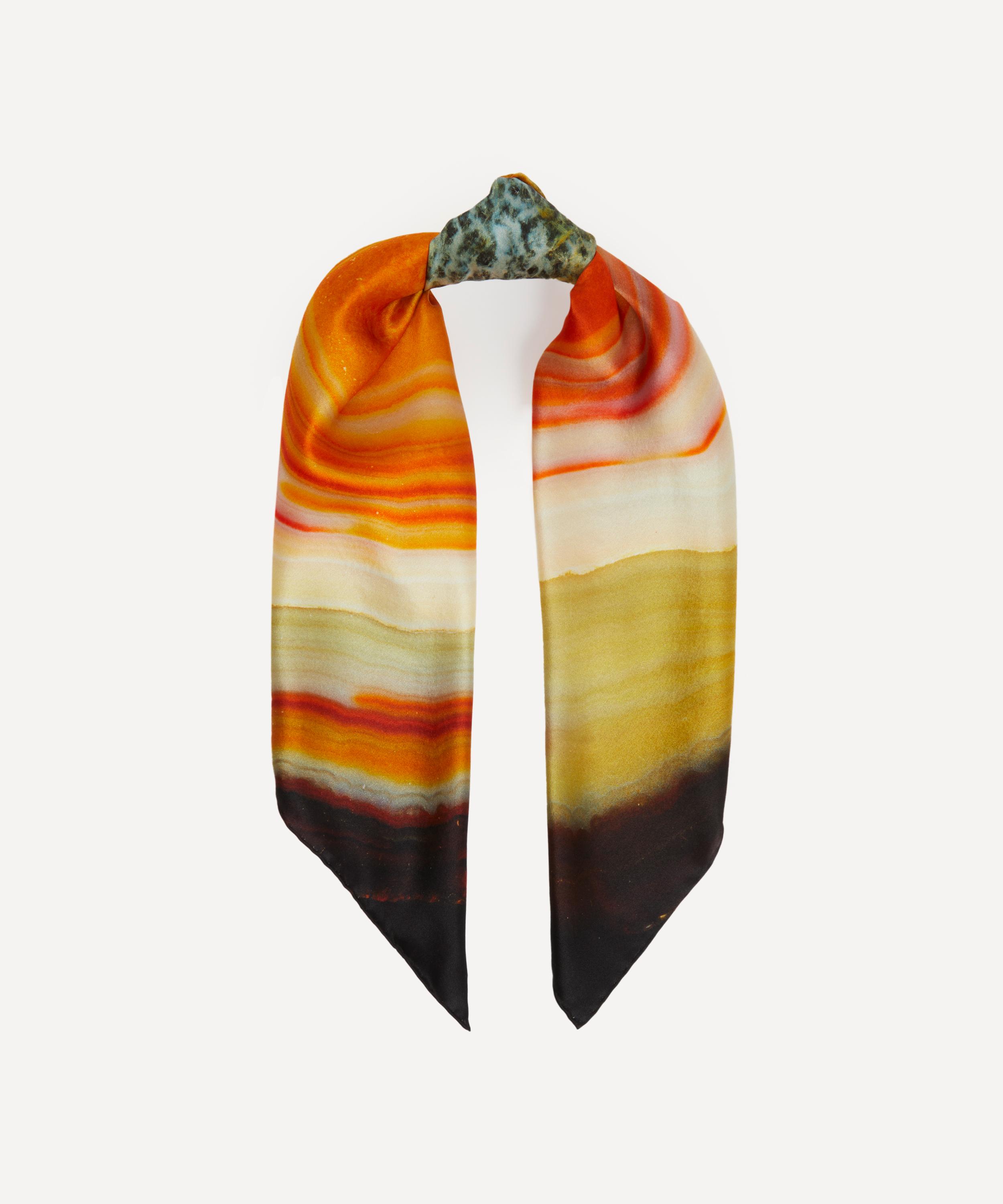 Weston - Orange Small Satin Silk Scarf image number 1