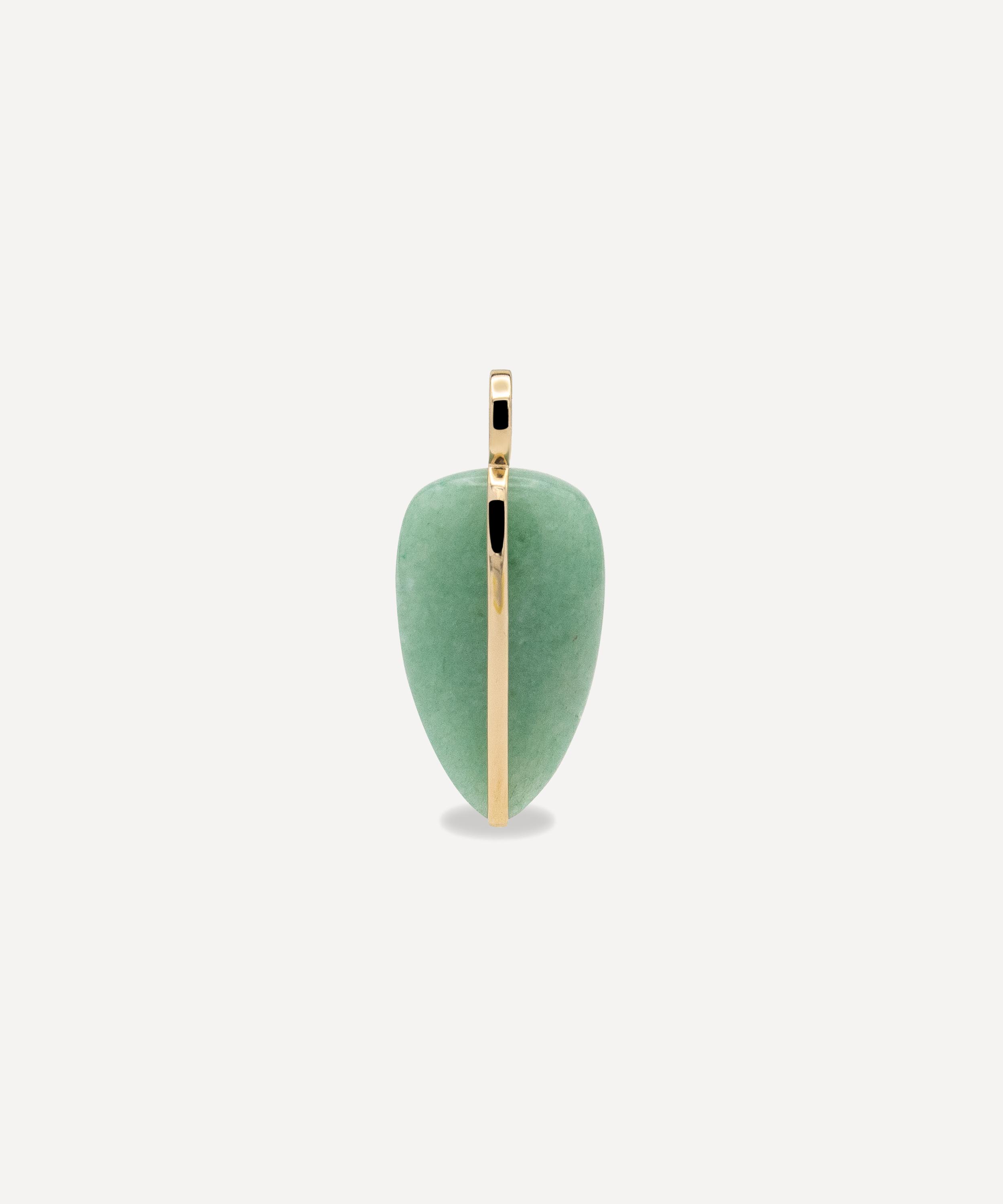 By Pariah - 14ct Gold Large Pebble Aventurine Pendant image number 0