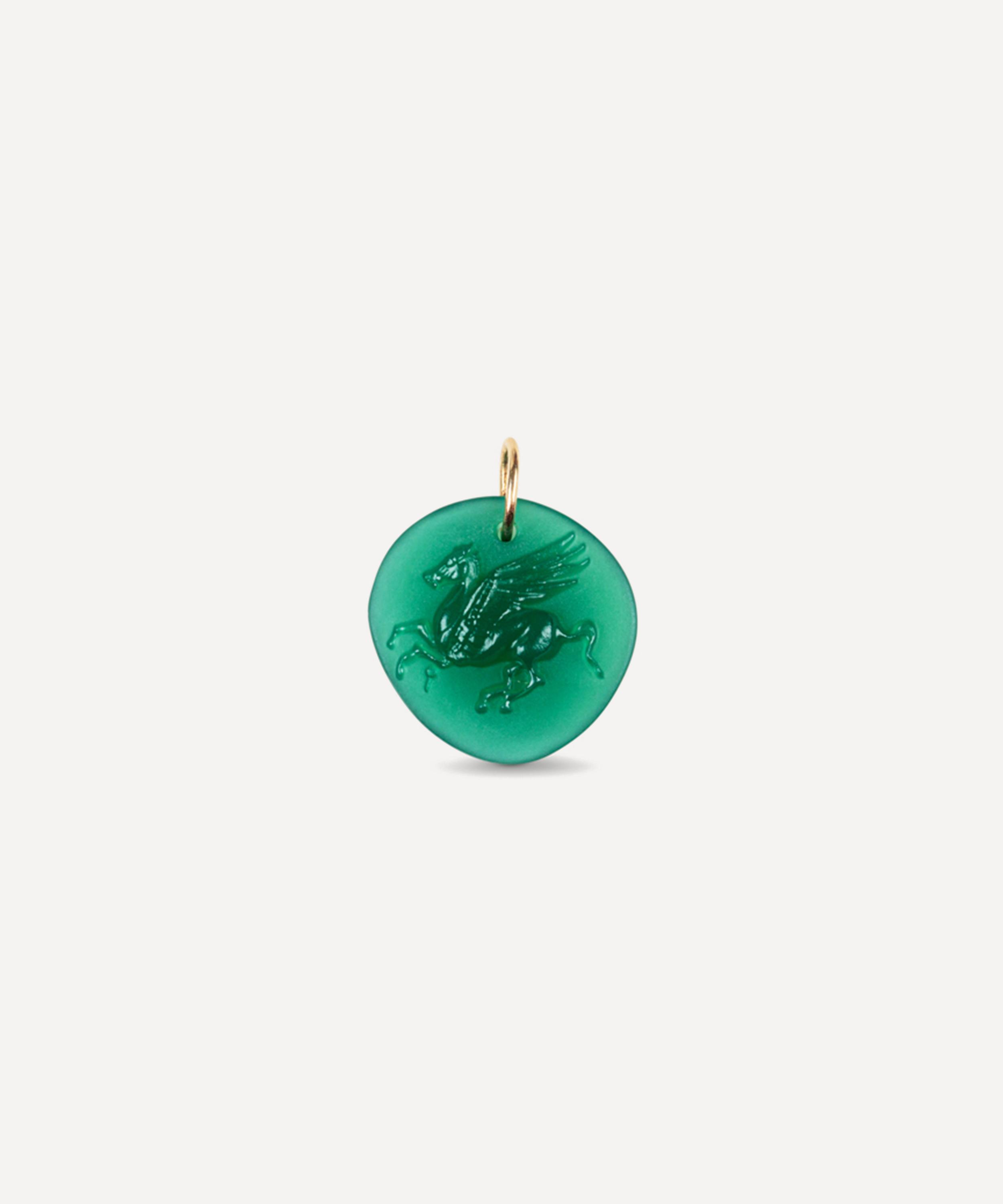 By Pariah - 14ct Gold Pegasus Green Agate Pendant