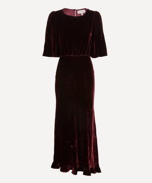 Saloni - Vida Burgundy Velvet Dress image number 0