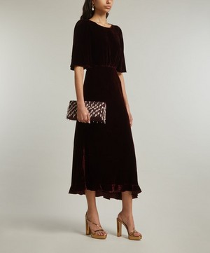 Saloni - Vida Burgundy Velvet Dress image number 1