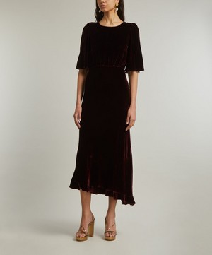 Saloni - Vida Burgundy Velvet Dress image number 2