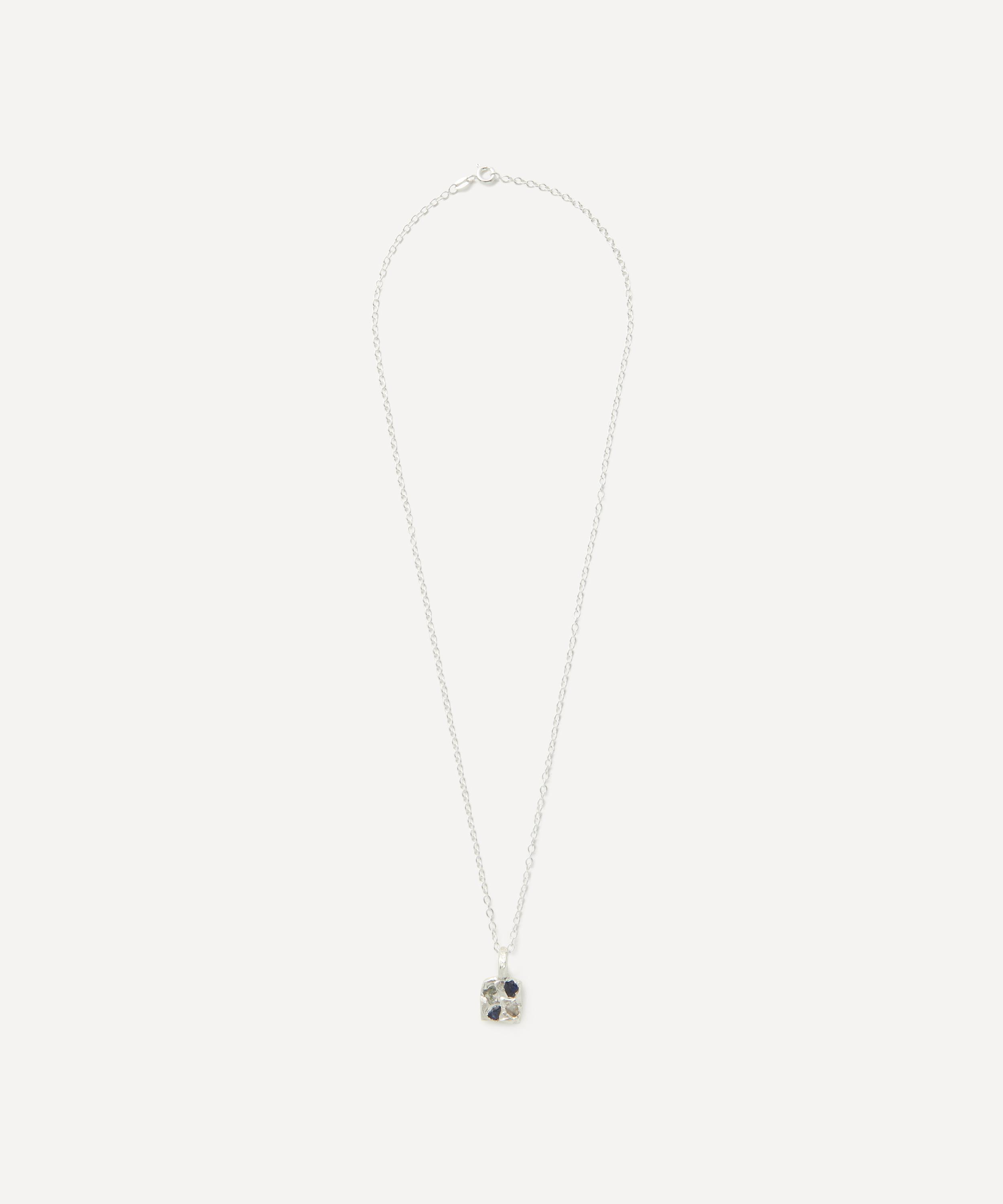 The Ouze - Sterling Silver Raw Sapphire Scatter Pendant Necklace image number 1
