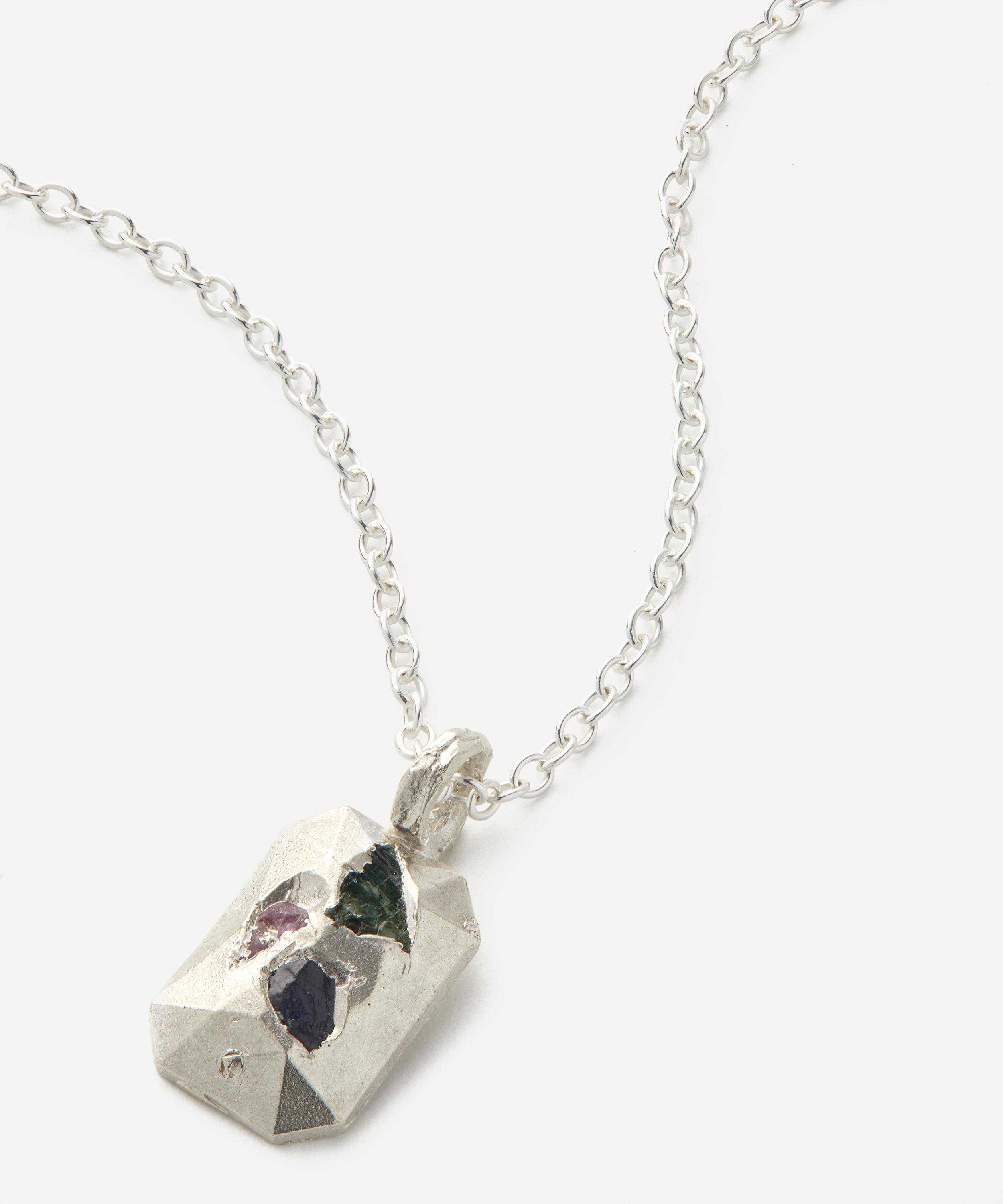 The Ouze - Sterling Silver Kolorowy Embedded Facet Pendant Necklace image number 