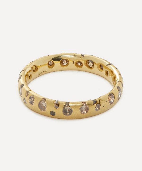 Polly Wales - 18ct Gold Cognac Diamond Confetti Ring image number null