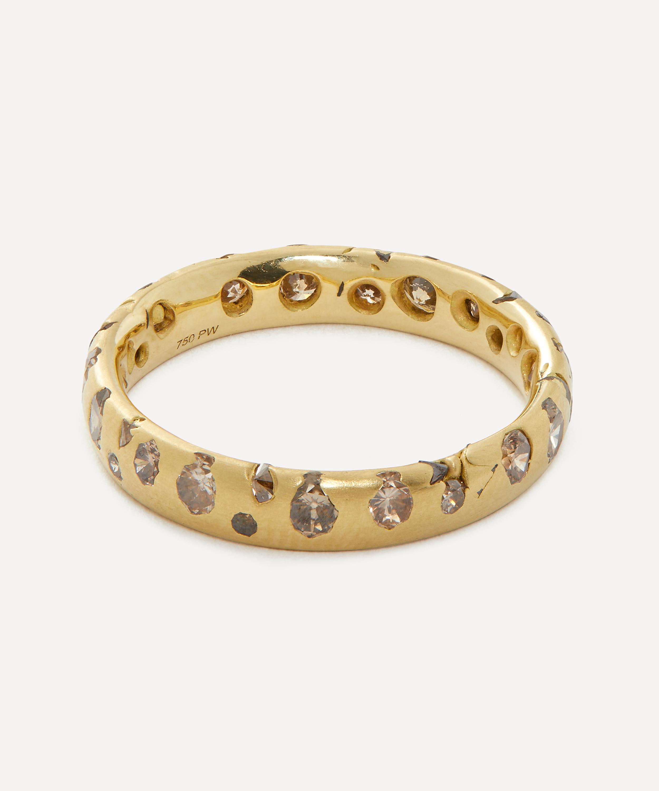Polly Wales - 18ct Gold Cognac Diamond Confetti Ring image number 