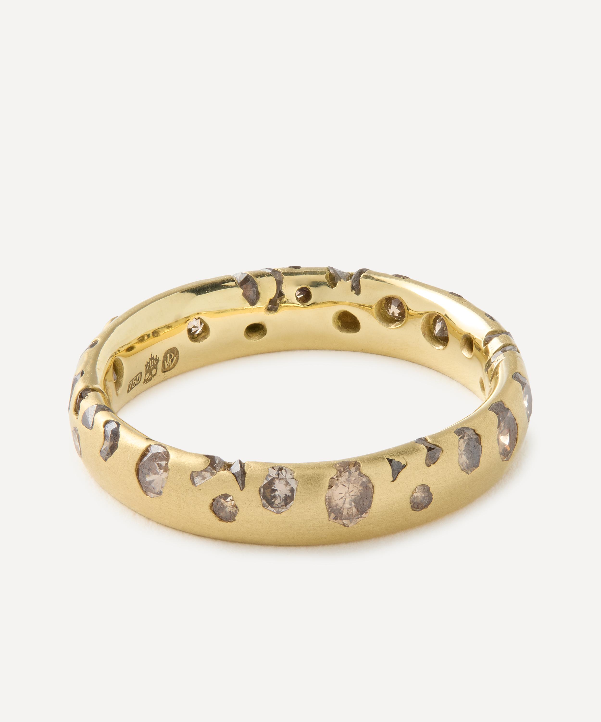 Polly Wales - 18ct Gold Cognac Diamond Confetti Ring image number 1