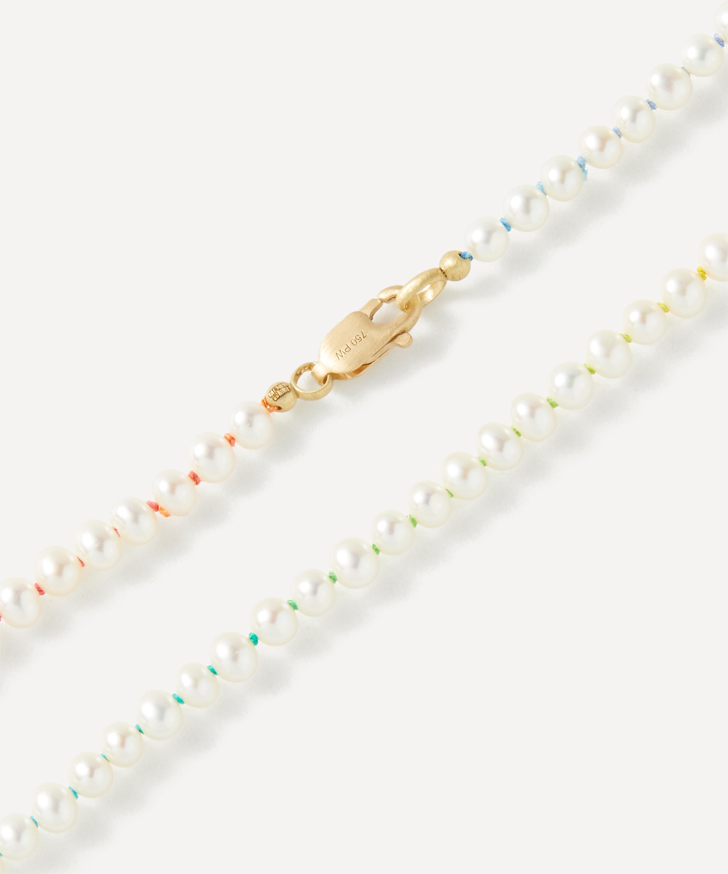 Polly Wales - 18ct Gold Pearl Rainbow Necklace image number 2