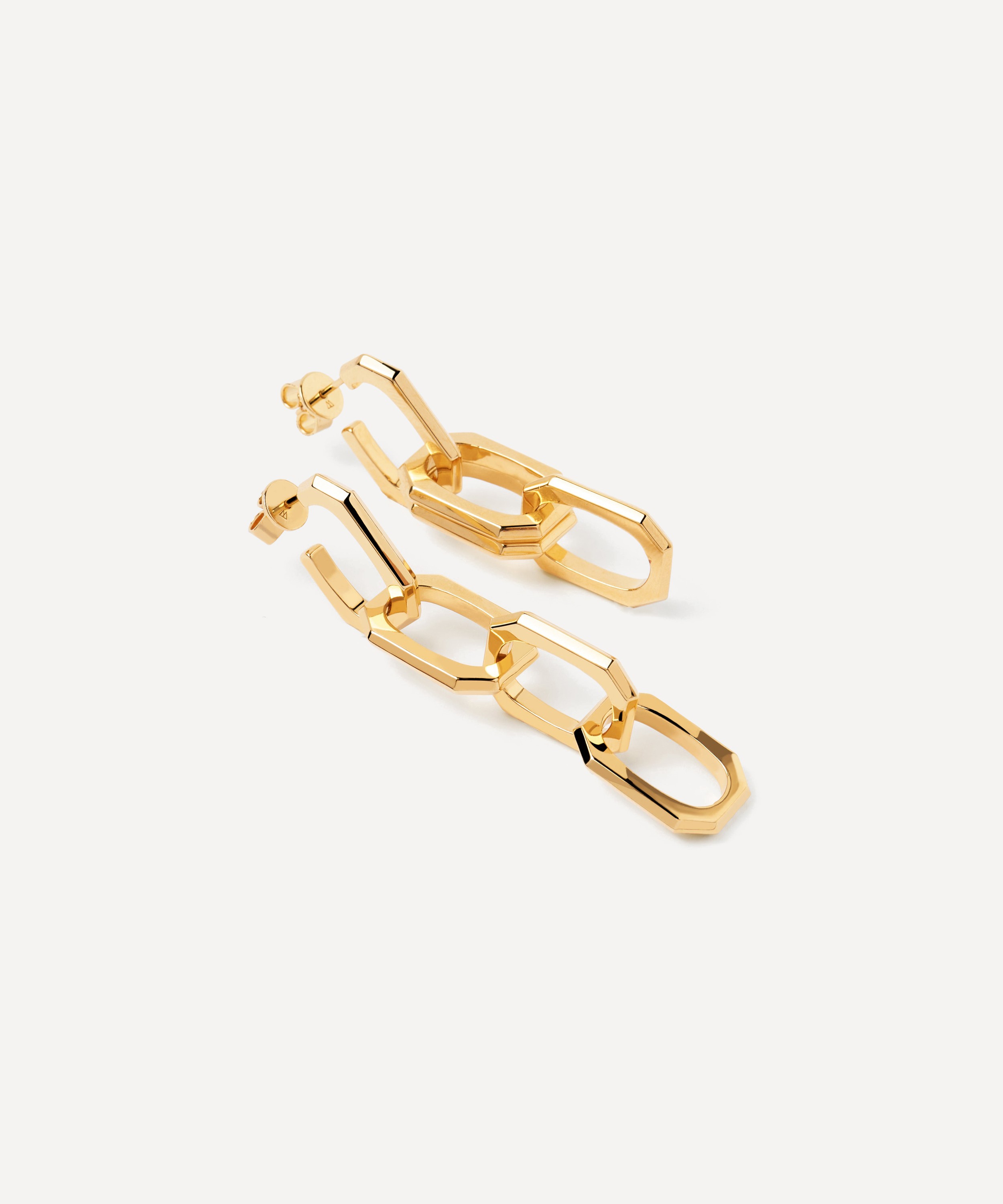 PDPAOLA - 18ct Gold-Plated Signature Chain Drop Earrings image number 4