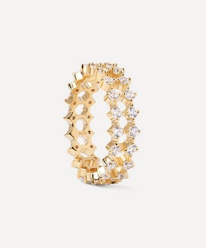 PDPAOLA - 18ct Gold-Plated Slim Dumbo Eternity Ring image number 2