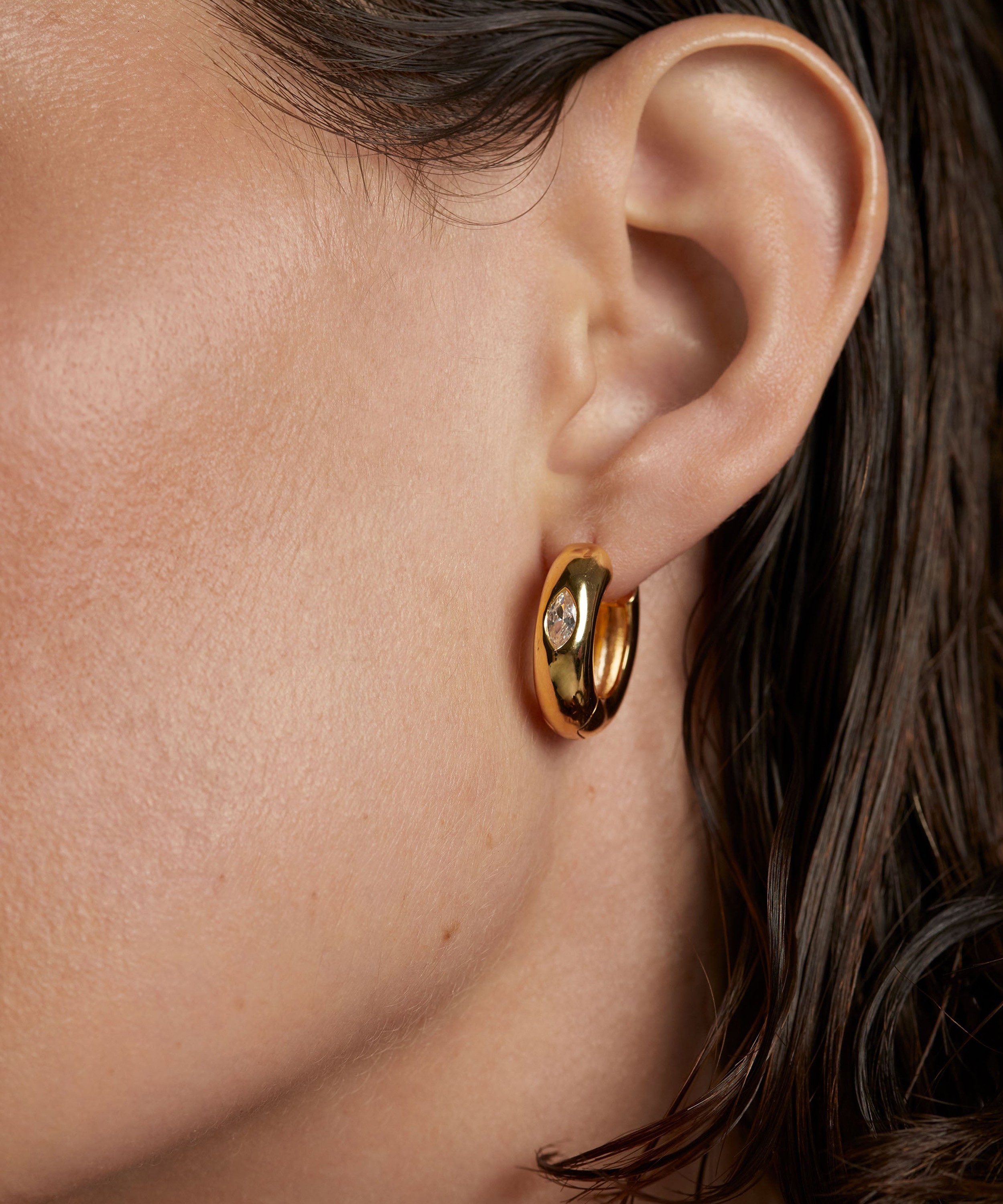 PDPAOLA - 18ct Gold-Plated Ura Hoop Earrings image number 1