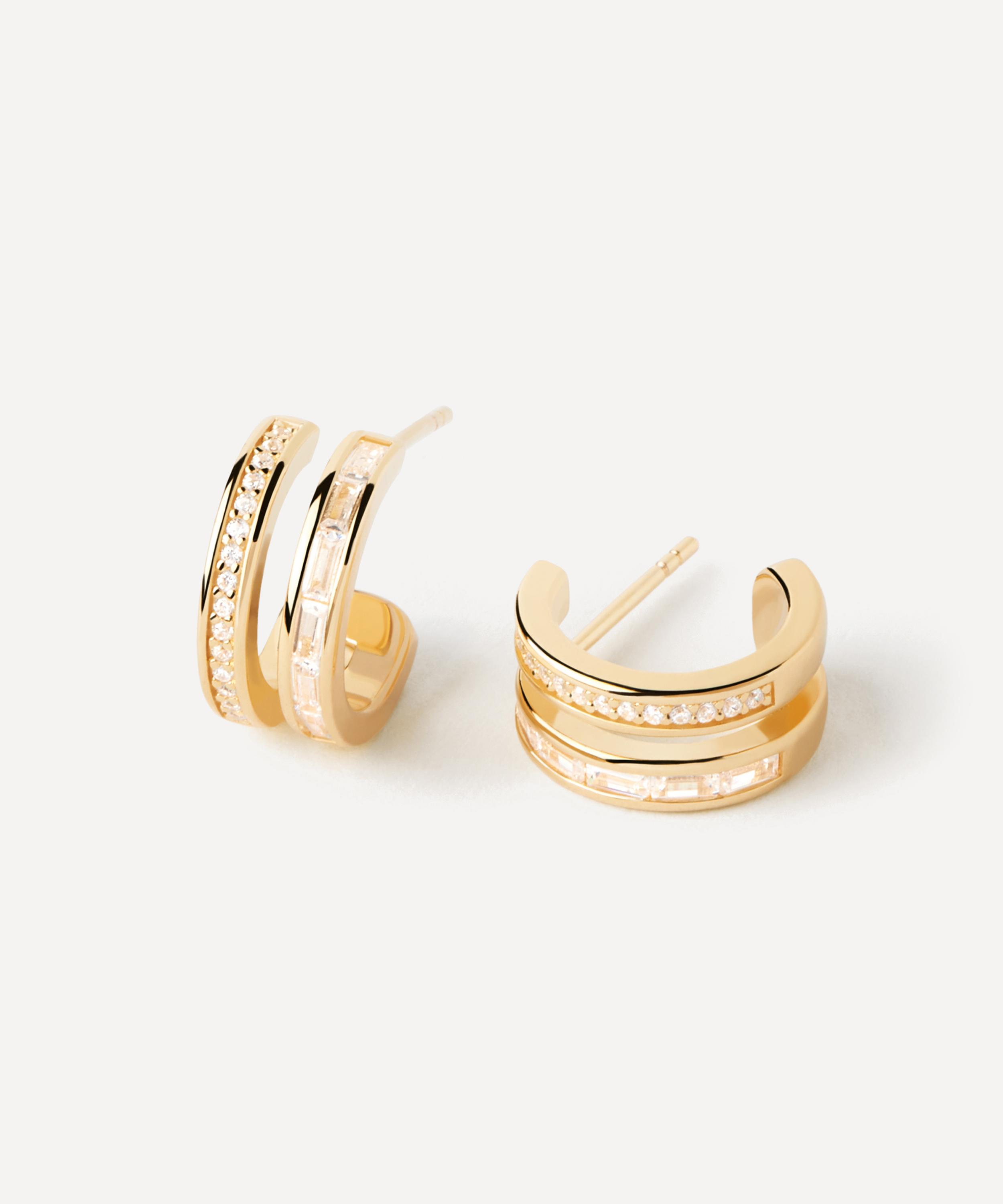 PDPAOLA - 18ct Gold-Plated Bianca Double Band Hoop Earrings image number 0