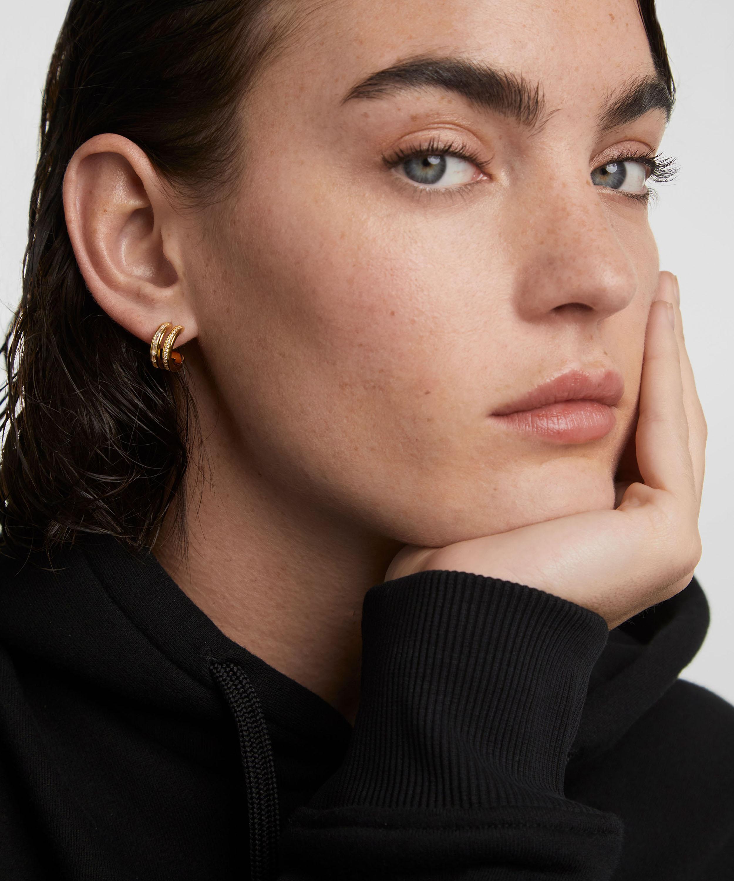 PDPAOLA - 18ct Gold-Plated Bianca Double Band Hoop Earrings image number 2