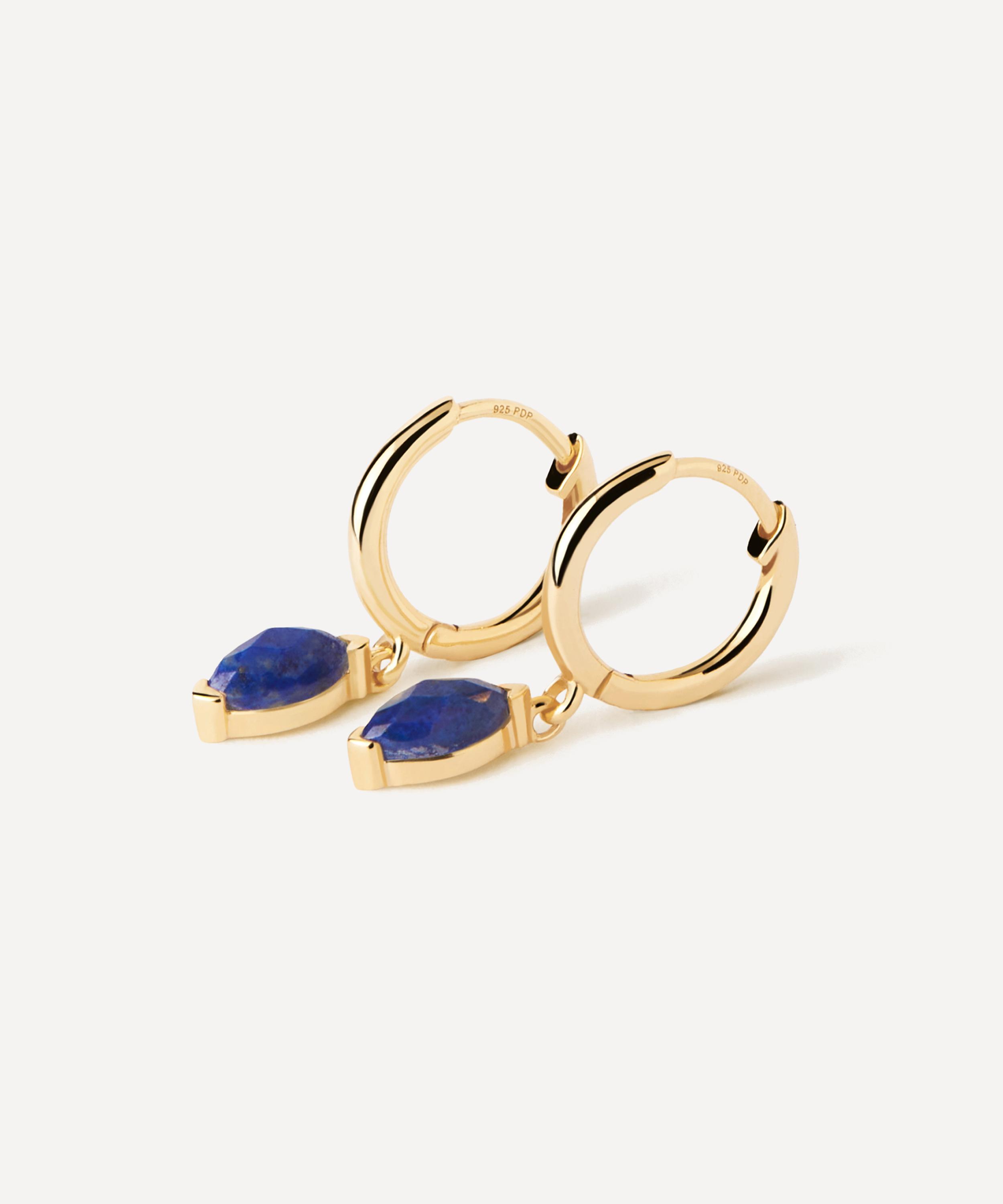 PDPAOLA - 18ct Gold-Plated Blue Lapis Nomad Drop Earrings image number 3