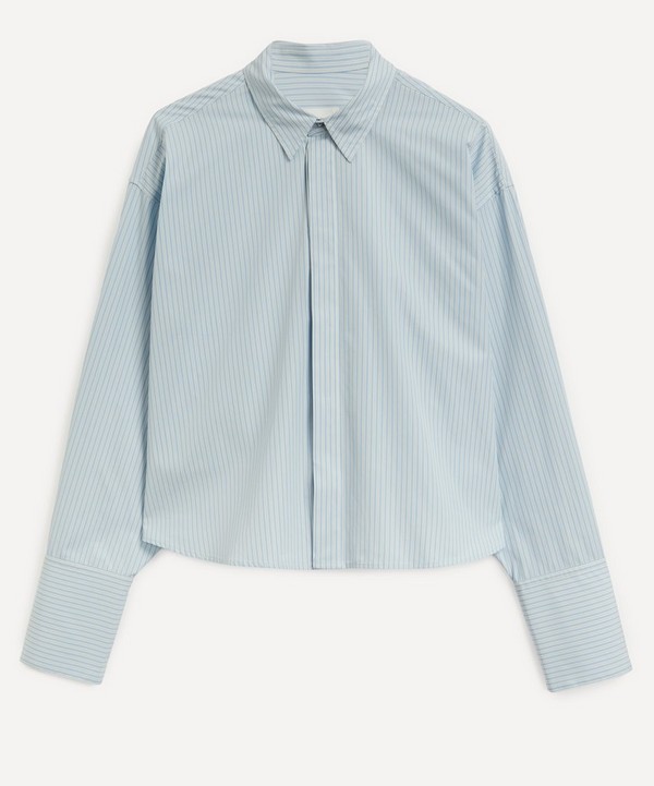 Ami - Cropped Cotton Poplin Striped Shirt image number null