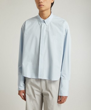 Ami - Cropped Cotton Poplin Striped Shirt image number 2