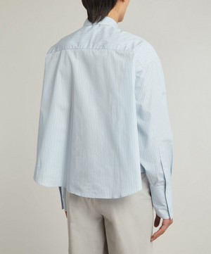 Ami - Cropped Cotton Poplin Striped Shirt image number 3