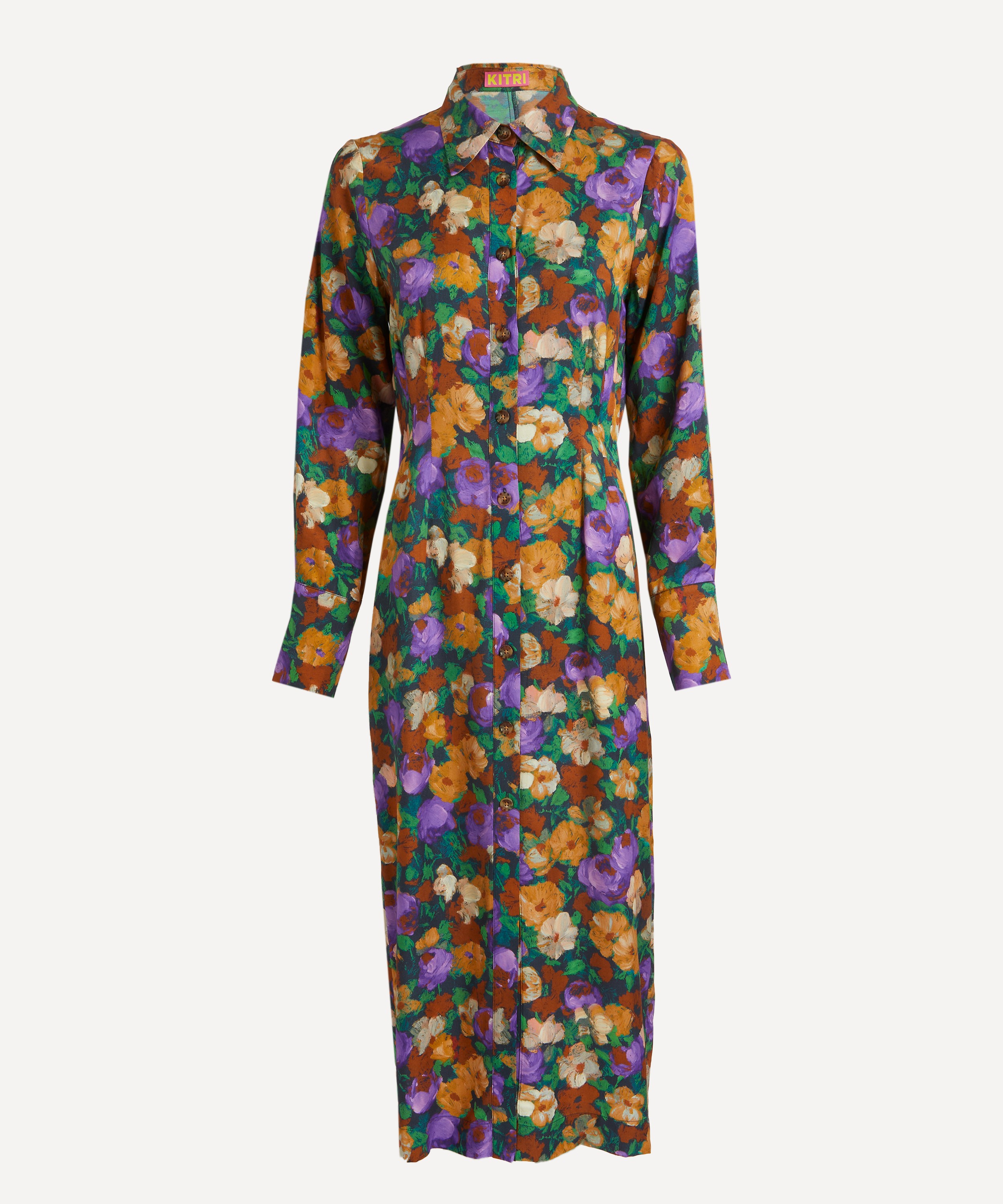 KITRI Wanda Iris Impressionist Floral Shirtdress | Liberty