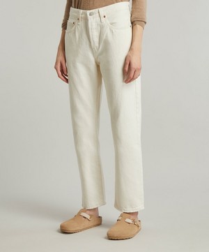 Levi's Red Tab - 501® Crop Straight Leg Cream Jeans image number 2