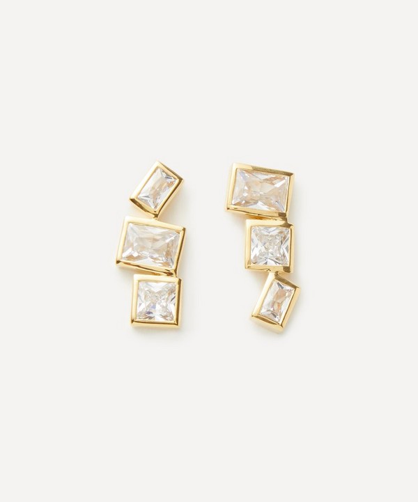 Completedworks - 18ct Gold-Plated Vermeil Silver Cubic Zirconia Tetris Earrings image number null