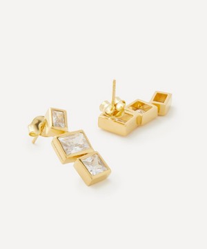 Completedworks - 18ct Gold-Plated Vermeil Silver Cubic Zirconia Tetris Earrings image number 1