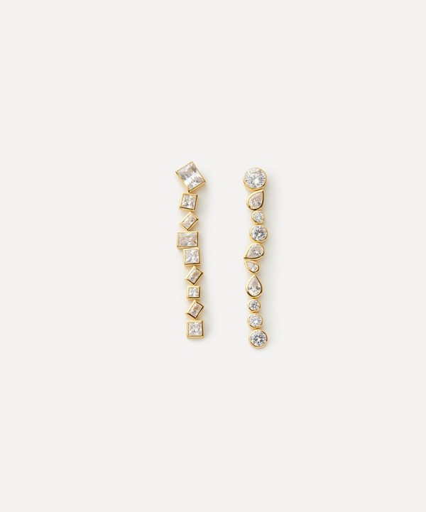 Completedworks - 18ct Gold-Plated Vermeil Silver Cubic Zirconia Gravitational Forces Earrings image number null