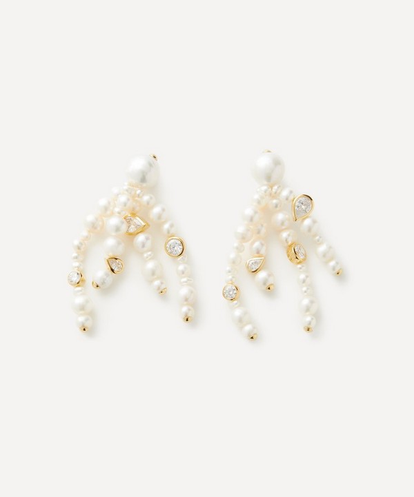Completedworks - 18ct Gold-Plated Vermeil Silver Pearl Drop Earrings image number null