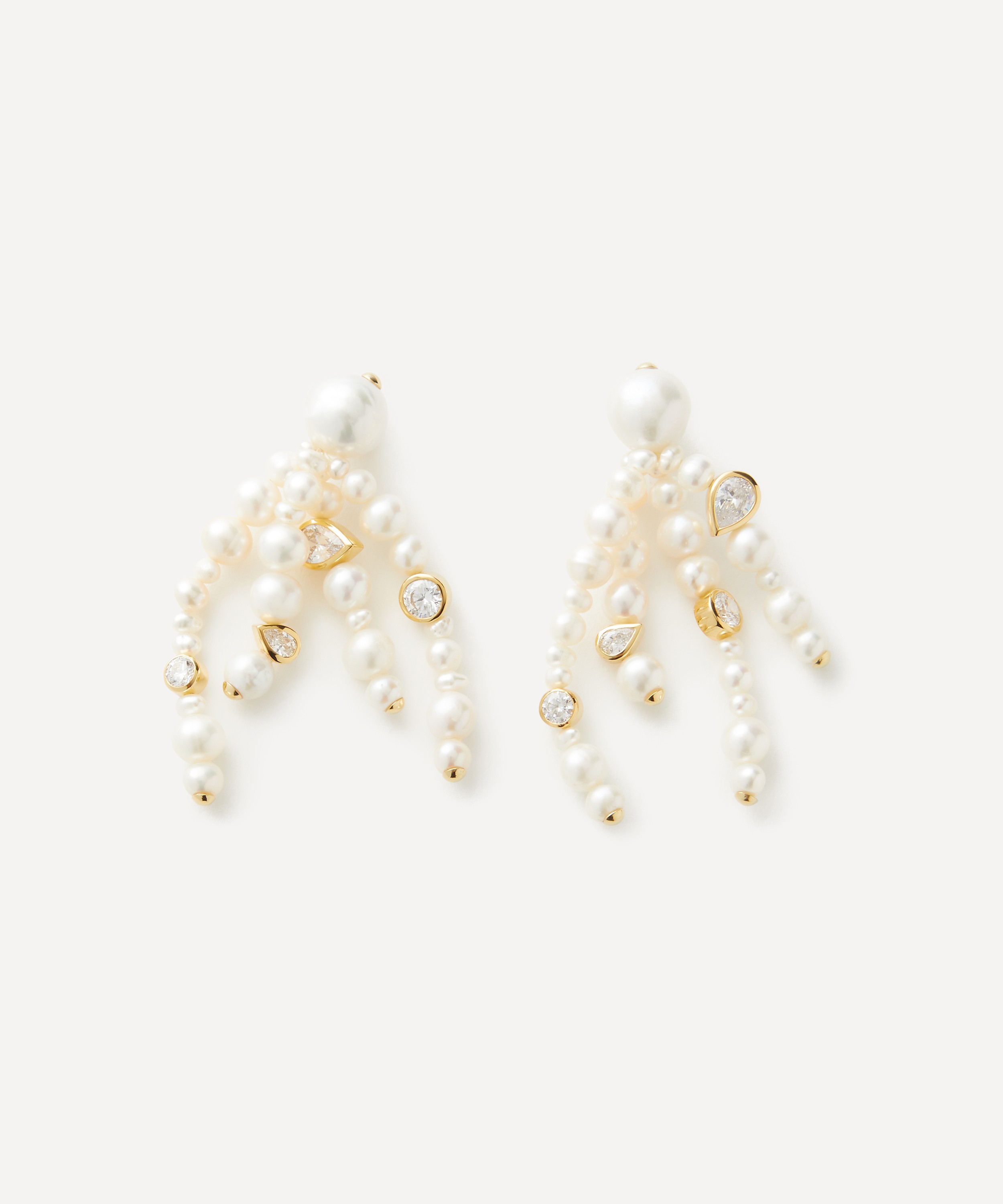 Completedworks - 18ct Gold-Plated Vermeil Silver Pearl Drop Earrings