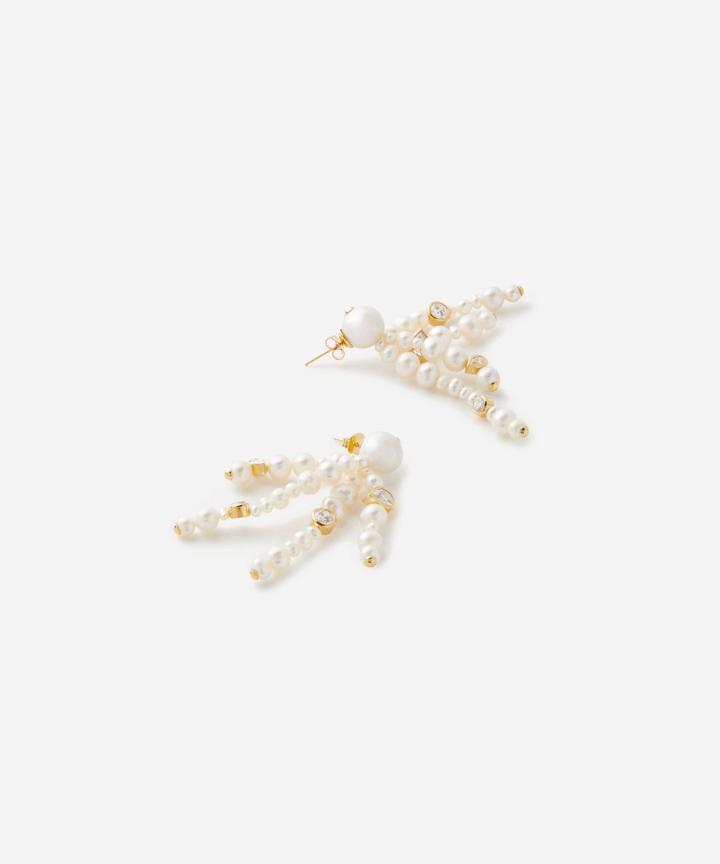 Completedworks - 18ct Gold-Plated Vermeil Silver Pearl Drop Earrings image number 1