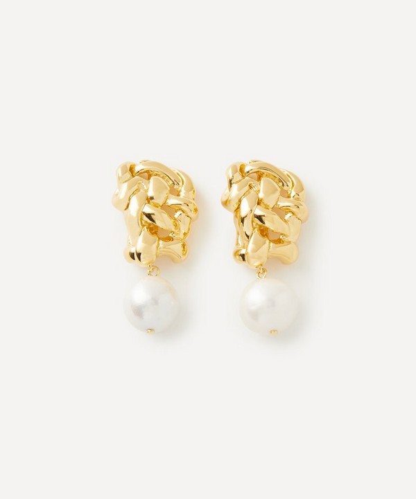 Completedworks - 18ct Gold-Plated Vermeil Silver Pearl Drop Earrings image number null