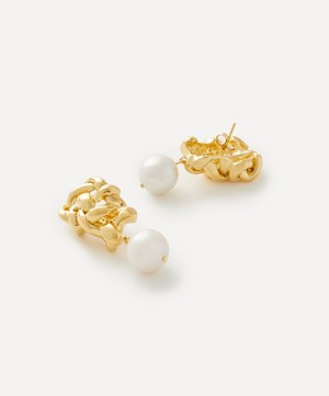 Completedworks - 18ct Gold-Plated Vermeil Silver Pearl Drop Earrings image number 1
