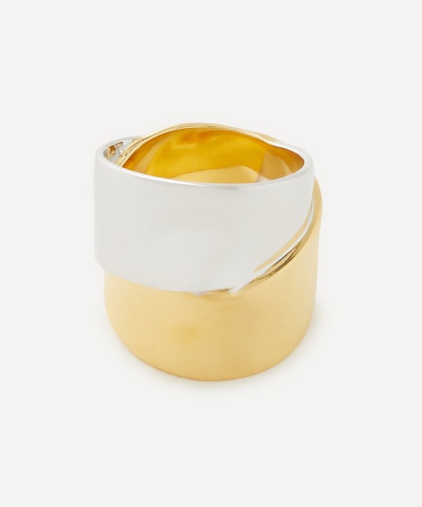 Completedworks - 18ct Gold-Plated Vermeil Silver Rhodium Plated Ribbon Ring image number null