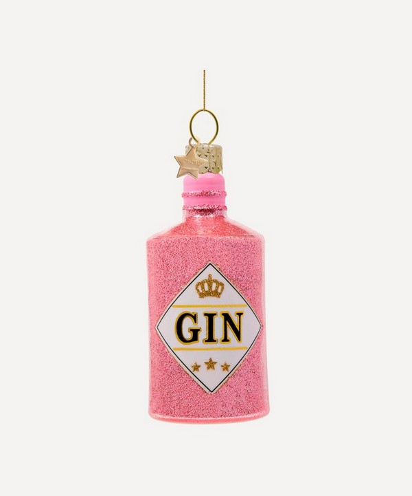 Christmas - Glass Pink Gin Bottle Ornament