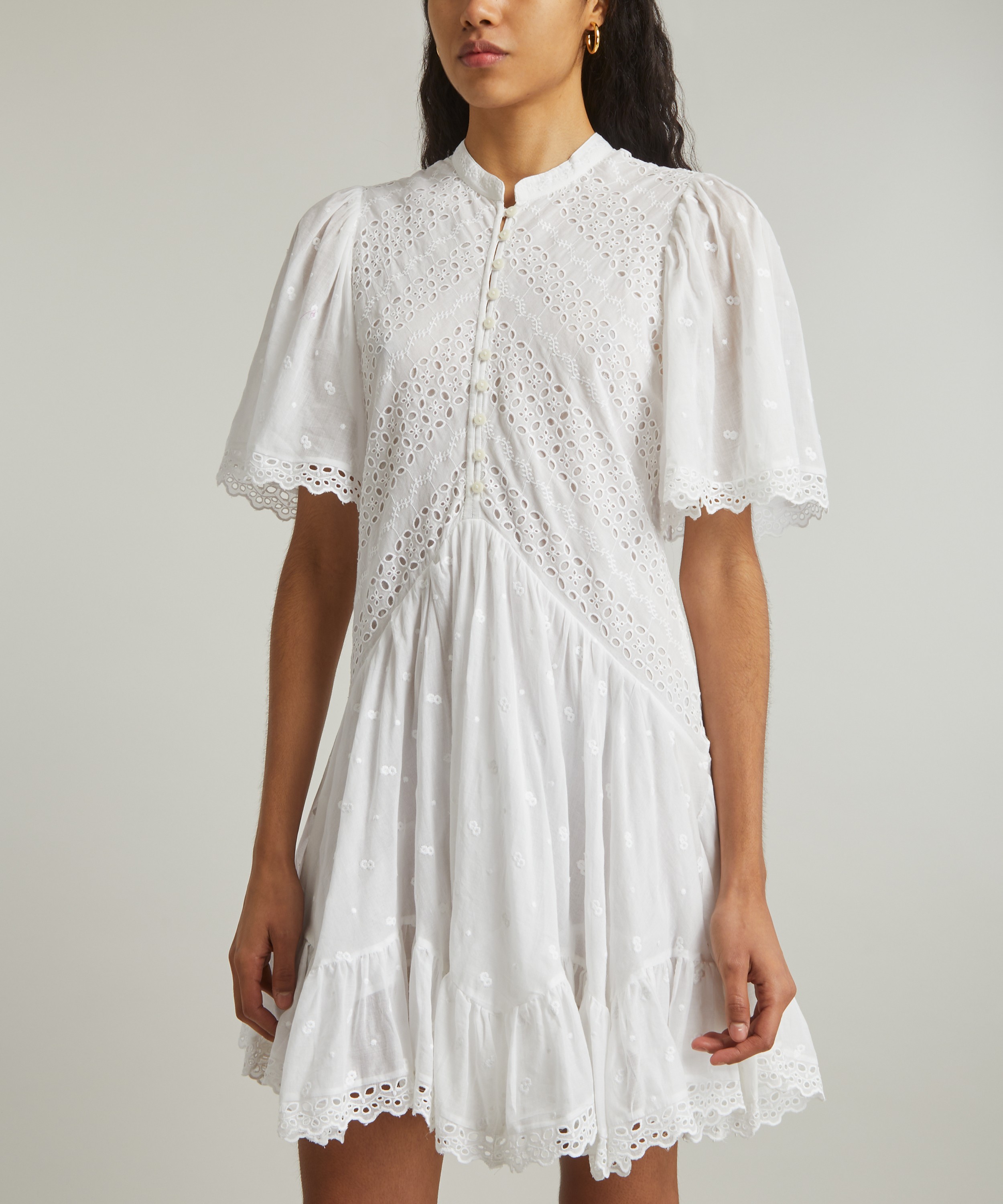 Isabel Marant Étoile - Slaye Broderie Anglaise Cotton Mini-Dress image number 2