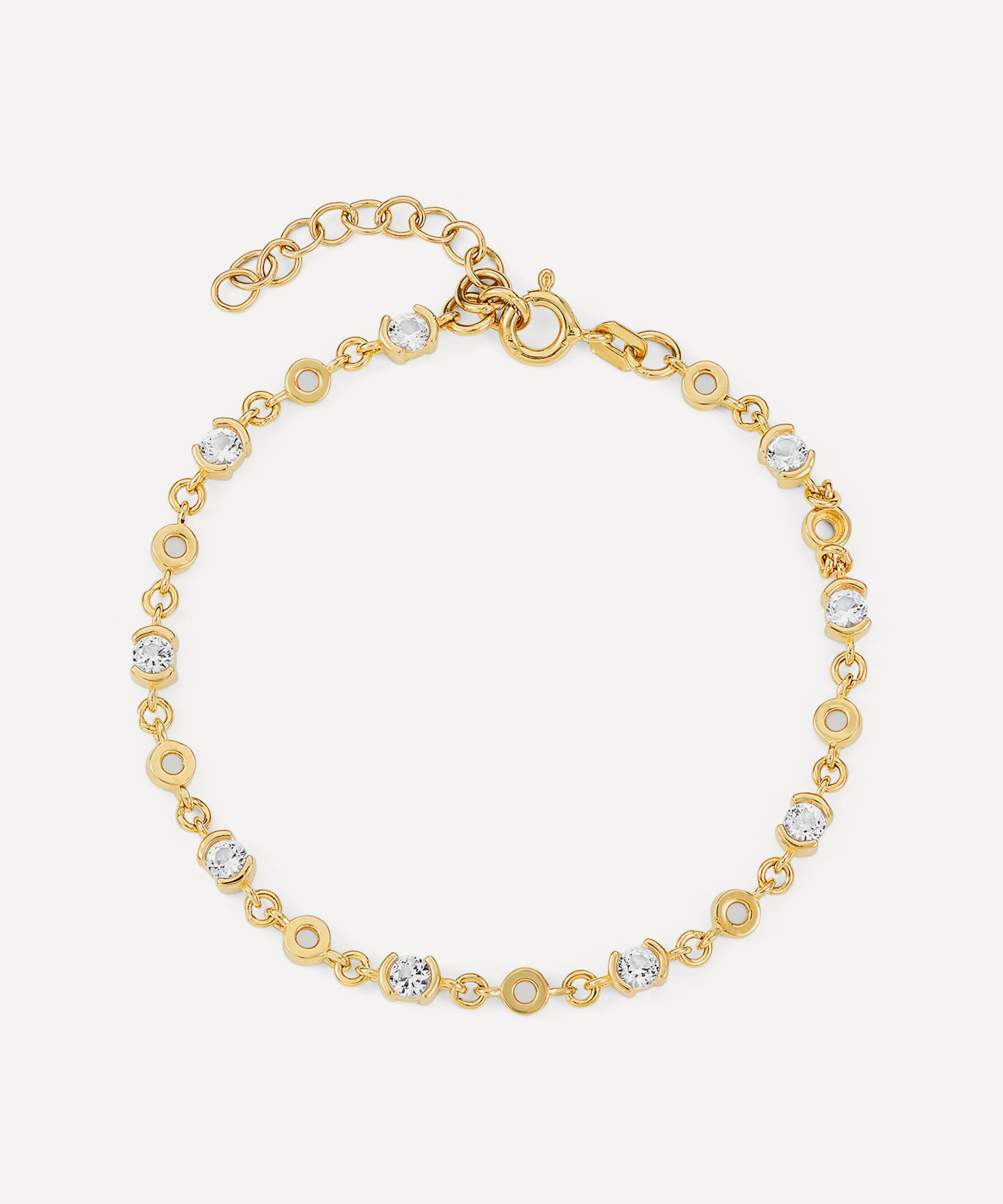 Laura Vann - 18ct Gold-Plated Vermeil Silver Lyla White Topaz Bracelet image number 0