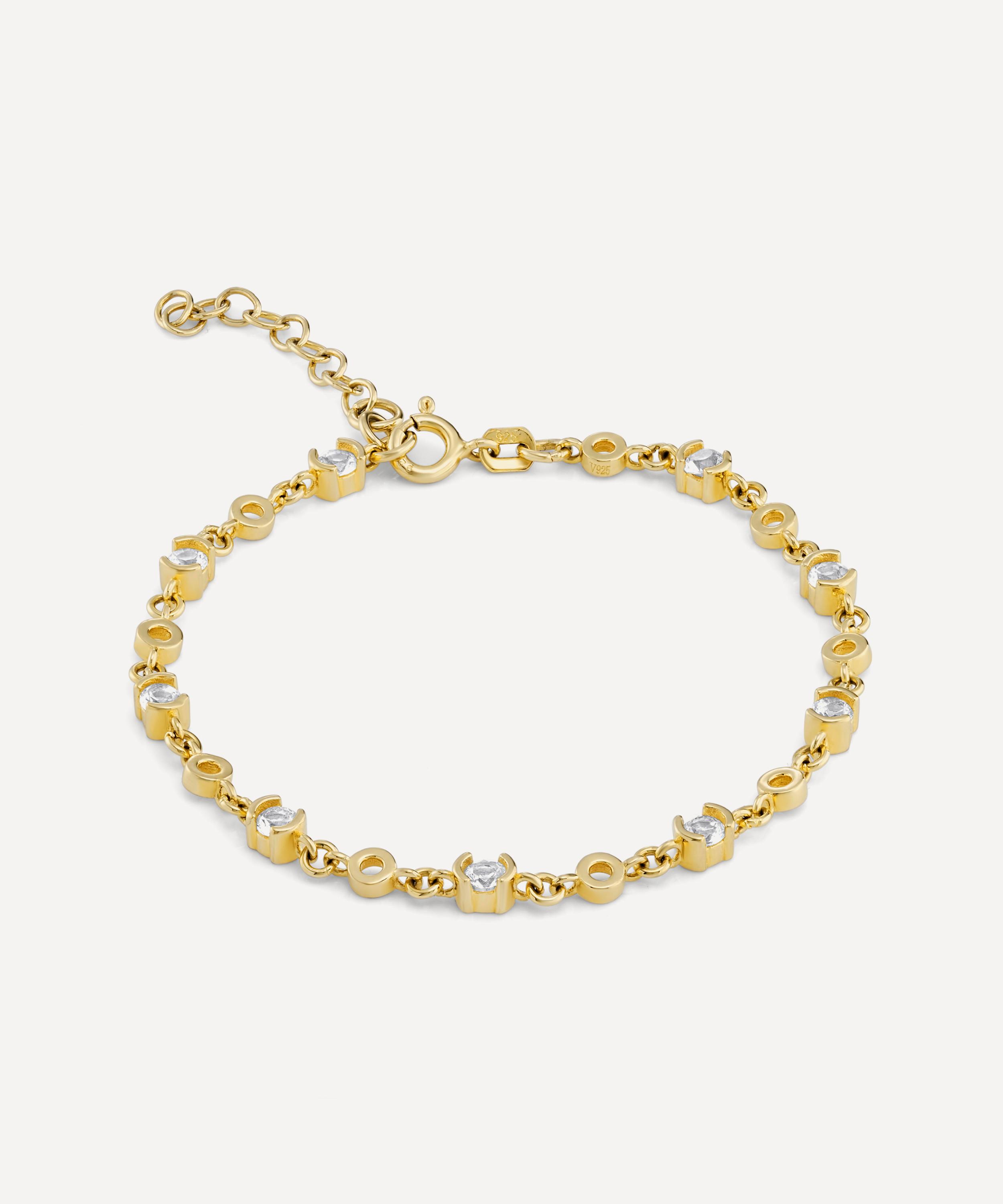 Laura Vann - 18ct Gold-Plated Vermeil Silver Lyla White Topaz Bracelet image number 2