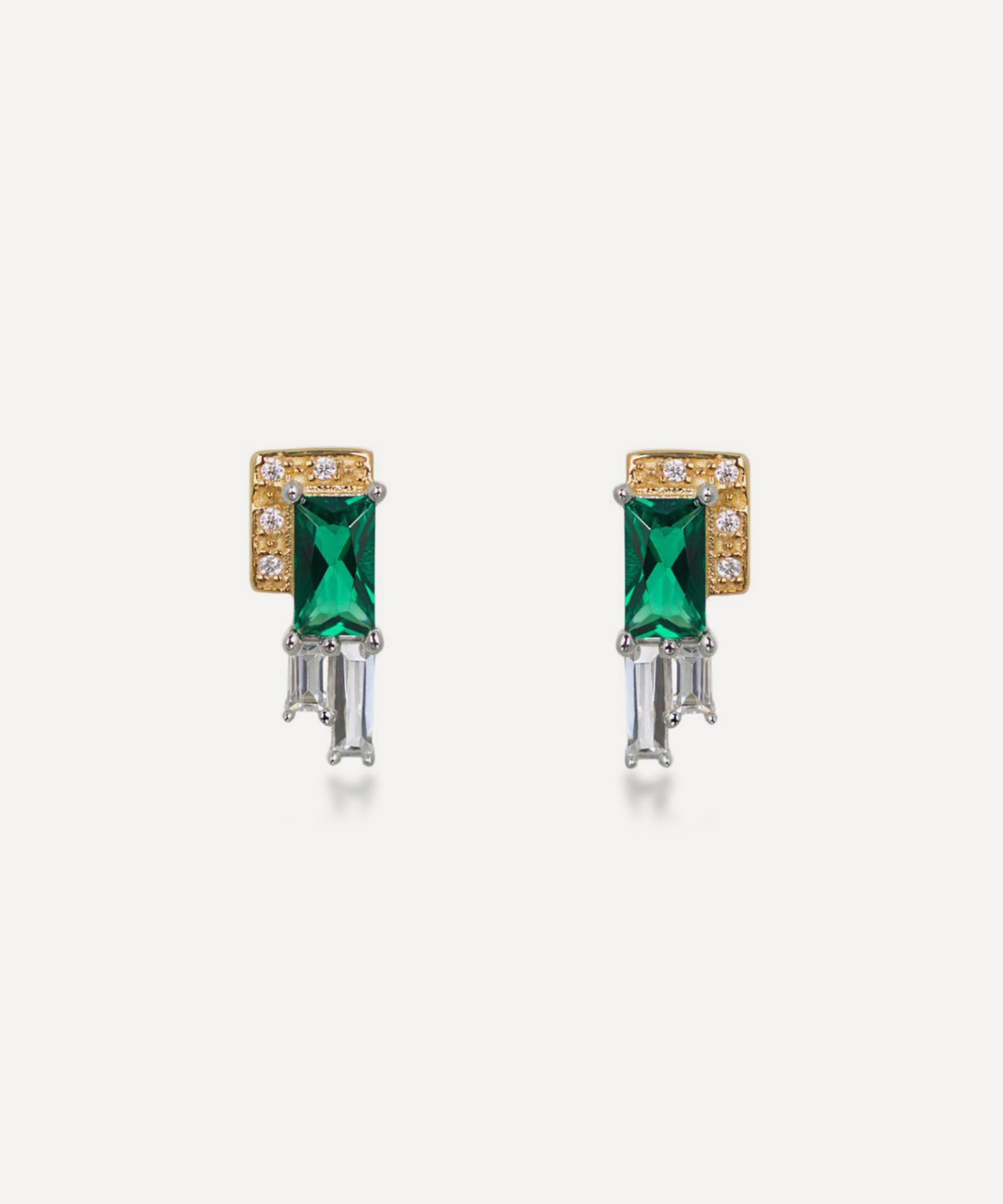 V by Laura Vann - 18ct Gold-Plated Audrey Green Stud Earrings image number 0