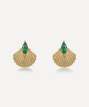 V by Laura Vann - 18ct Gold-Plated Pamela Shell Stud Earrings image number 0