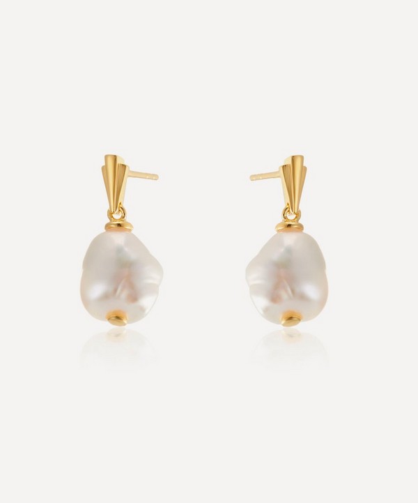 V by Laura Vann - 18ct Gold-Plated Coco Pearl Drop Earrings
