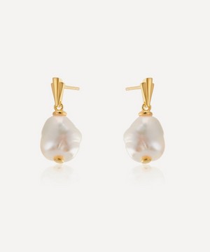 V by Laura Vann - 18ct Gold-Plated Coco Pearl Drop Earrings image number 0