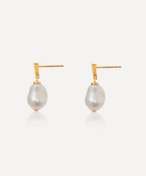 V by Laura Vann - 18ct Gold-Plated Coco Pearl Drop Earrings image number 2