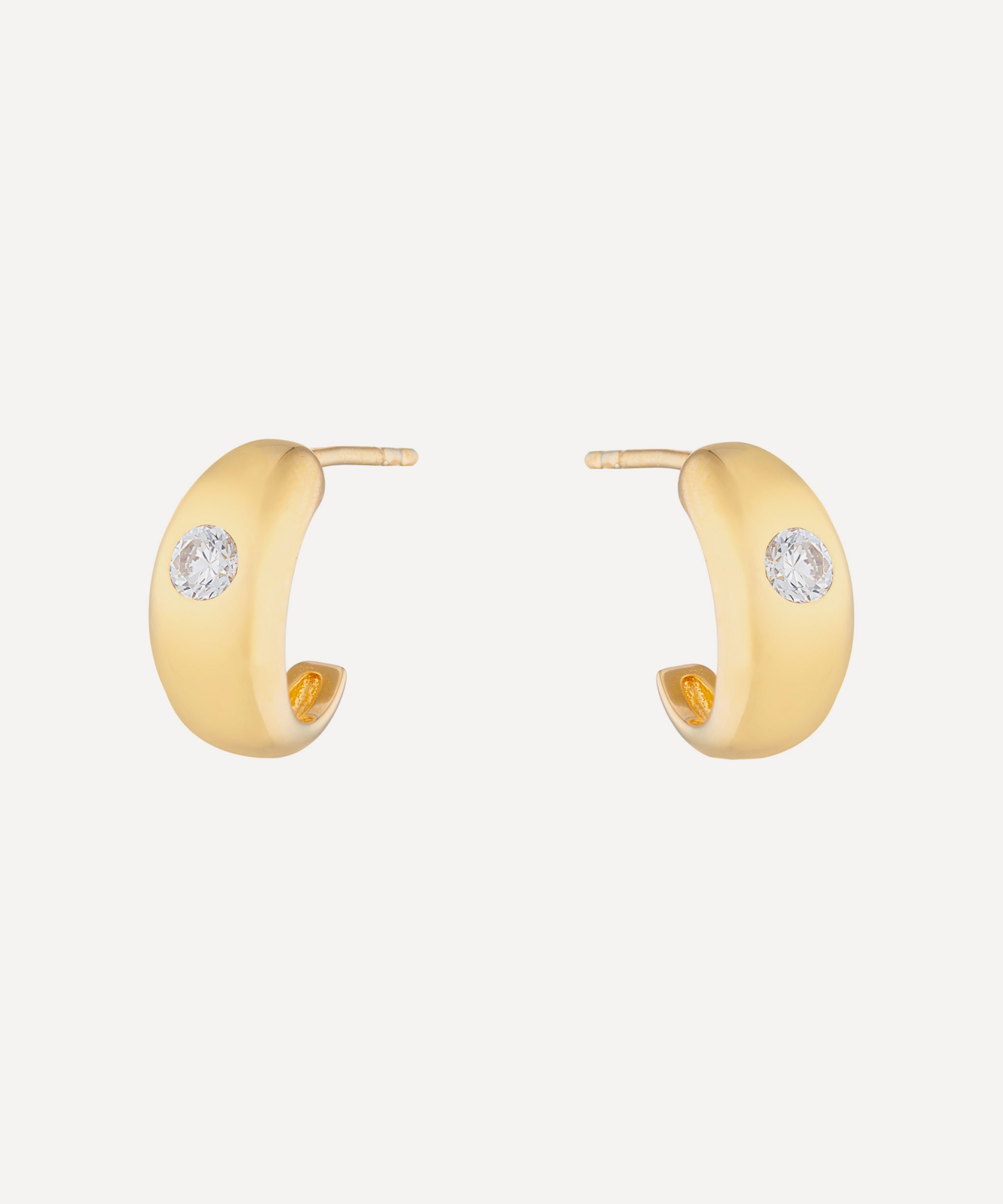 V by Laura Vann - 18ct Gold-Plated Tina Mini Chubby Hoop Earrings image number 0