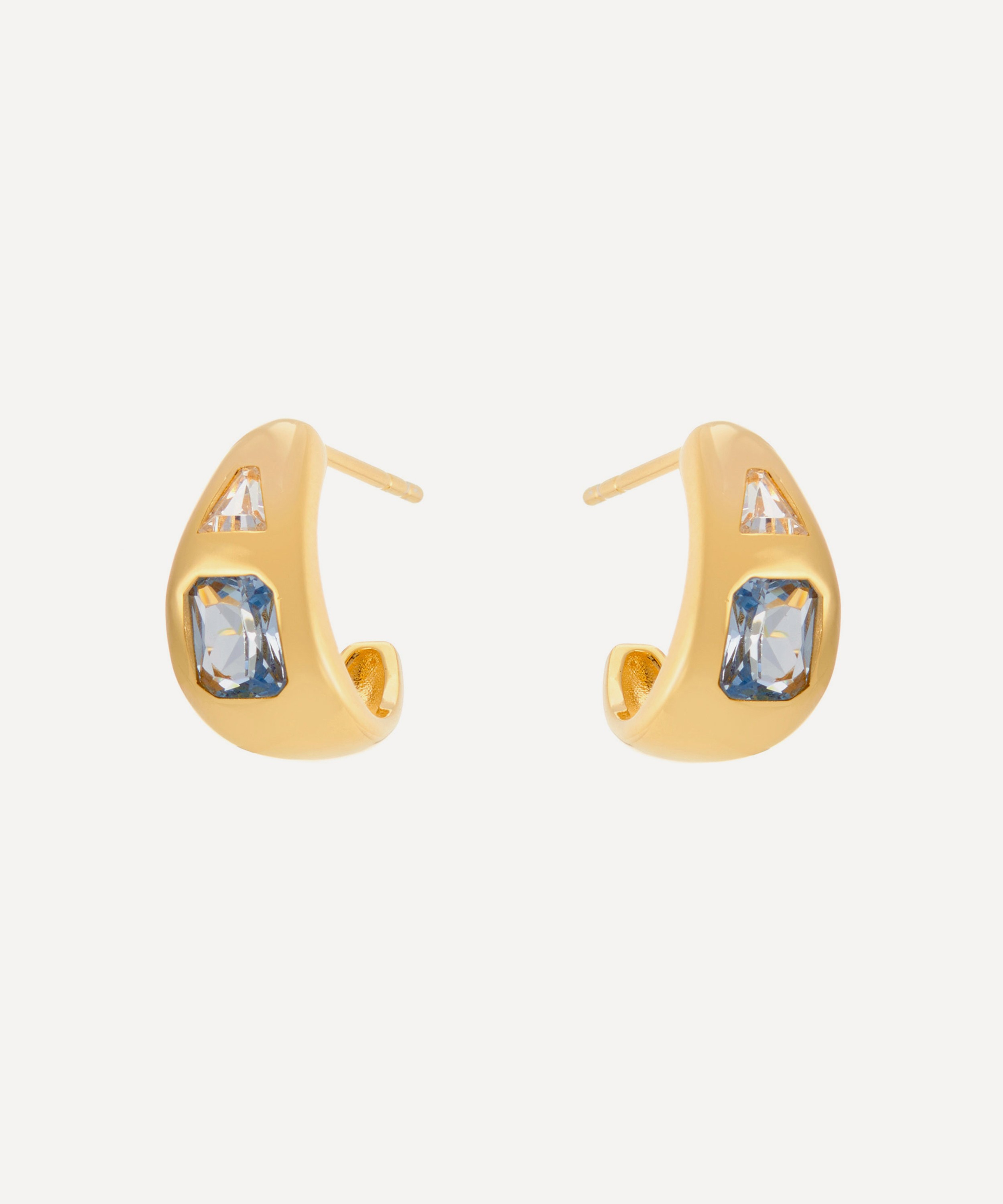 V by Laura Vann - 18ct Gold-Plated Diana Small Chubby Spinel Hoop Earrings image number 0