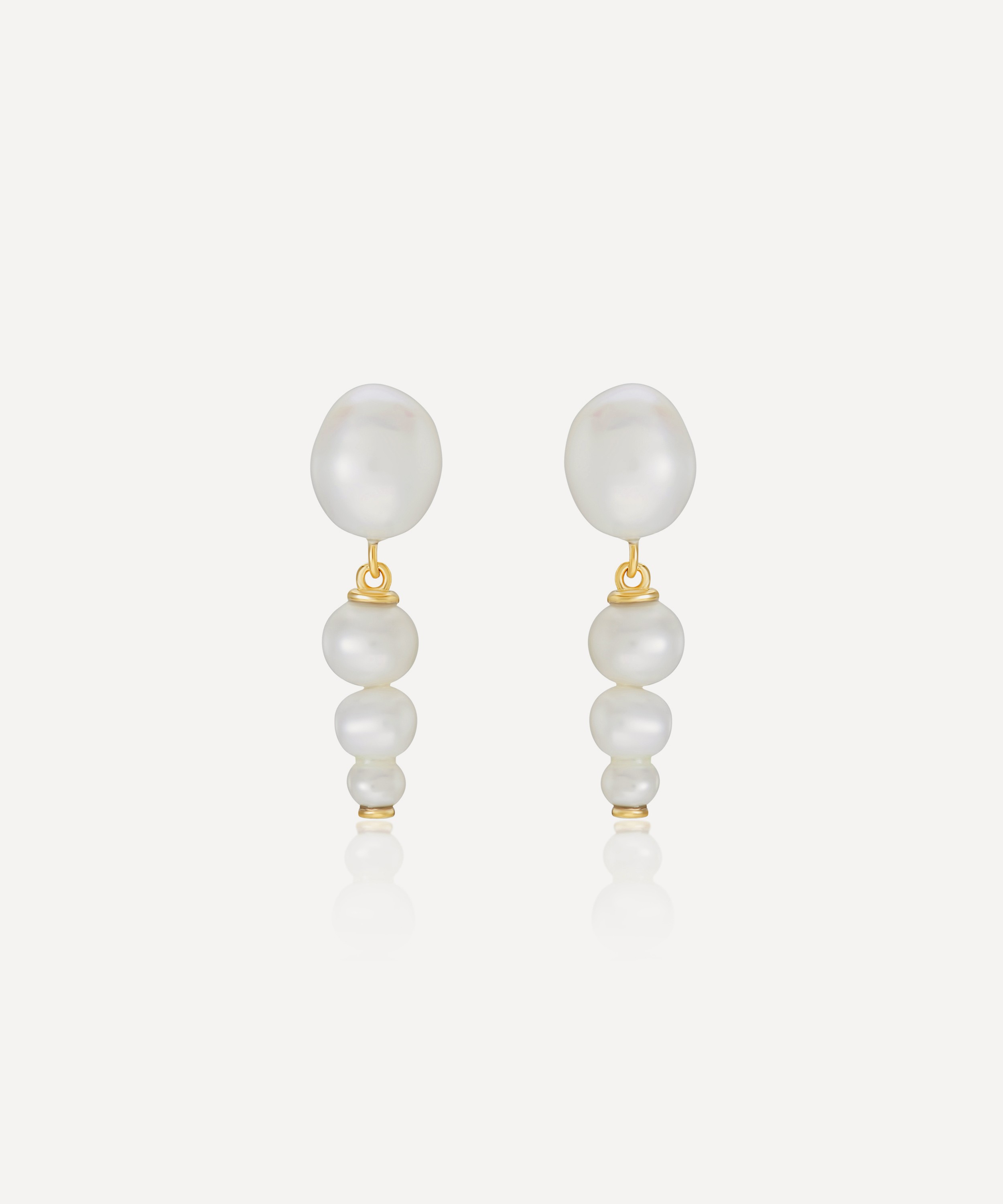 V by Laura Vann - 18ct Gold-Plated Vermeil Silver Nicola Freshwater Pearl Drop Earrings