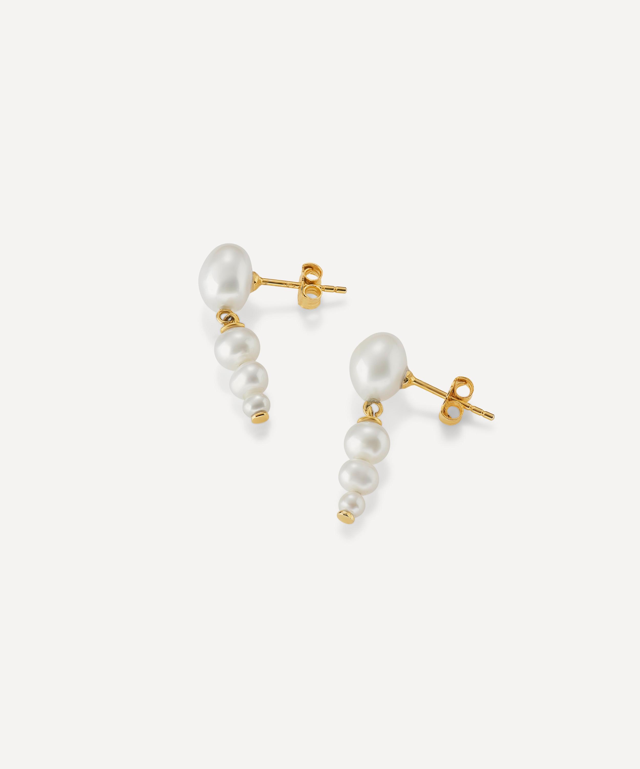 Laura Vann - 18ct Gold-Plated Vermeil Silver Nicola Freshwater Pearl Drop Earrings image number 3