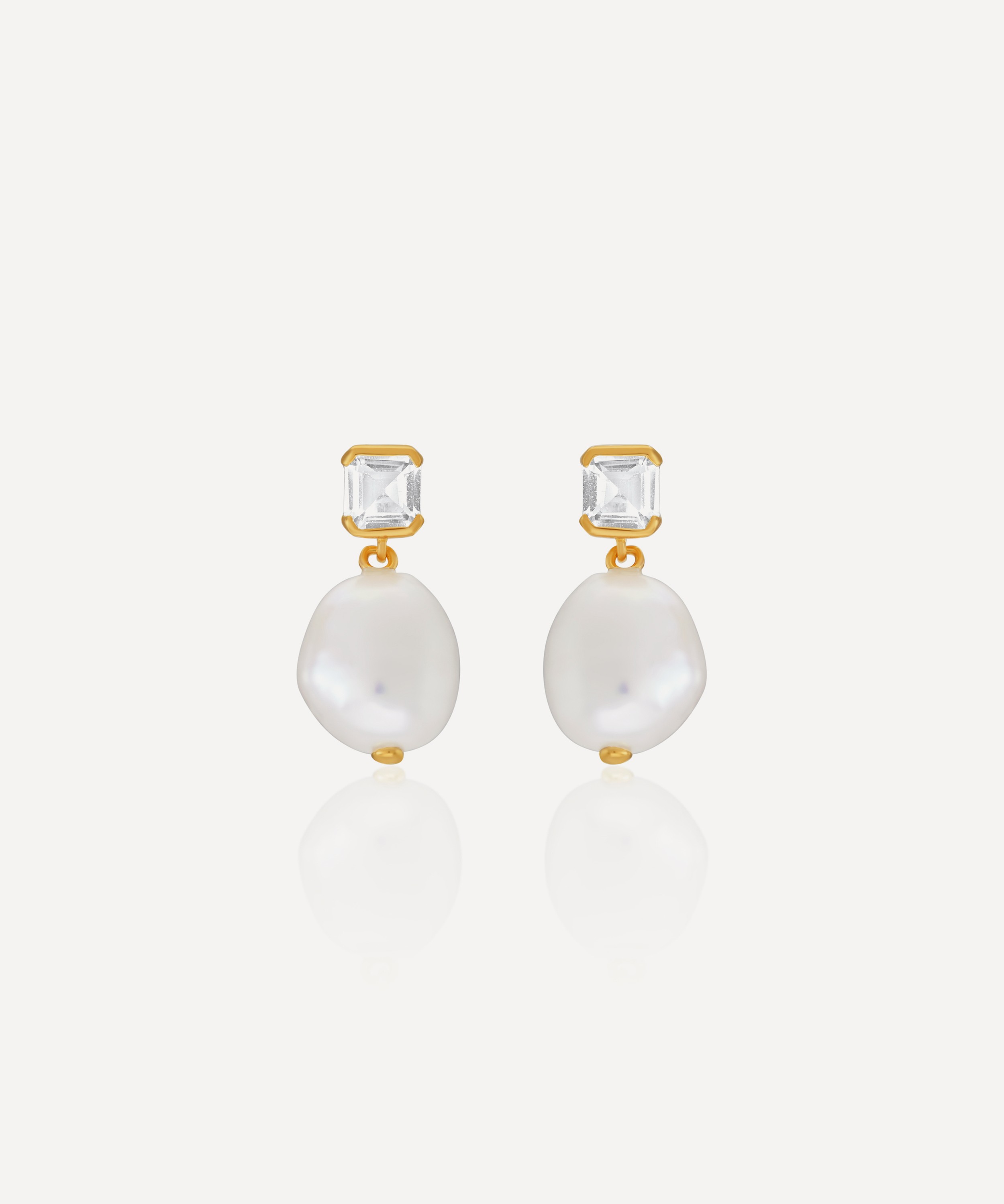 V by Laura Vann - 18ct Gold-Plated Vermeil Silver Bella Baroque Pearl Drop Earrings