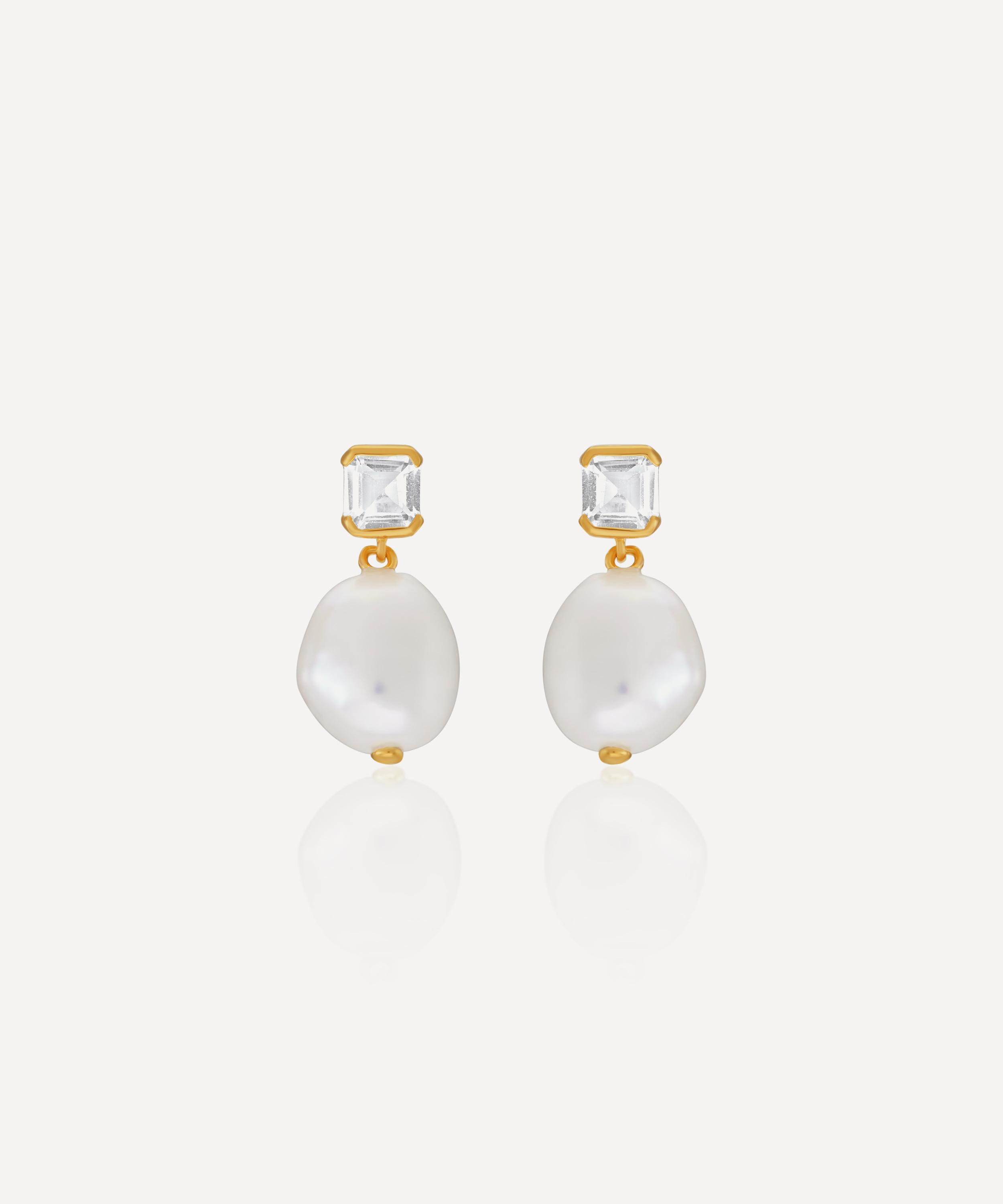 V by Laura Vann - 18ct Gold-Plated Vermeil Silver Bella Baroque Pearl Drop Earrings