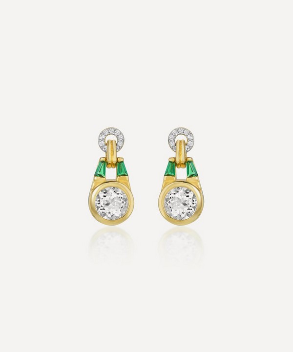 V by Laura Vann - 18ct Gold-Plated Vermeil Silver Olive Drop Earrings image number null